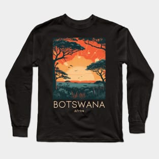 A Vintage Travel Illustration of Chobe National Park - Botswana Long Sleeve T-Shirt